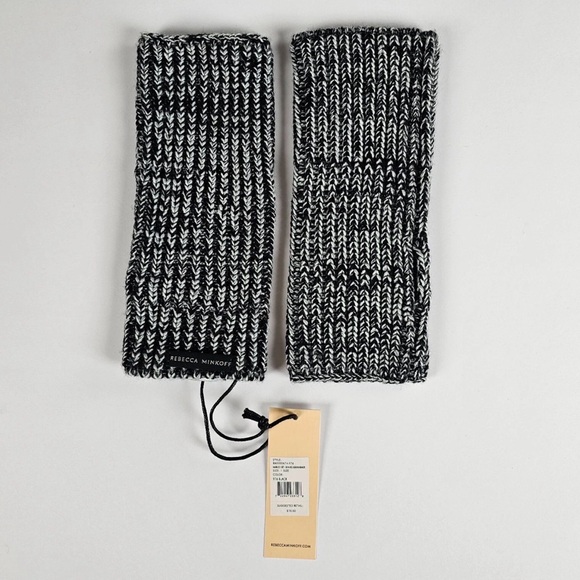 Rebecca Minkoff Charcoal and Black Knit Fingerless Gloves - Picture 2 of 10